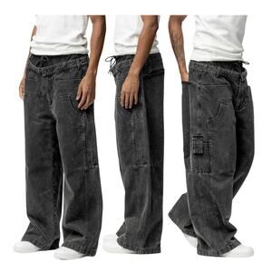 BLACKTAILOR W4 Denim Cargo Noise Jeans Size36 Black Double Waist Design